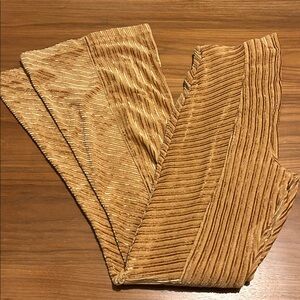 Free People Ribbed Gold Flared Pants